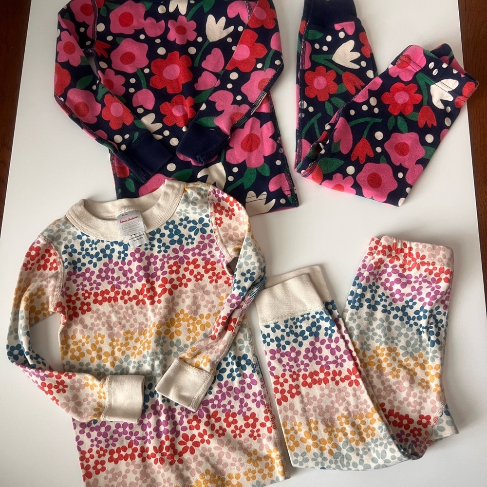 Hanna Andersson Multicolor Floral Kids Pajama Set of 2 pair size 3T
